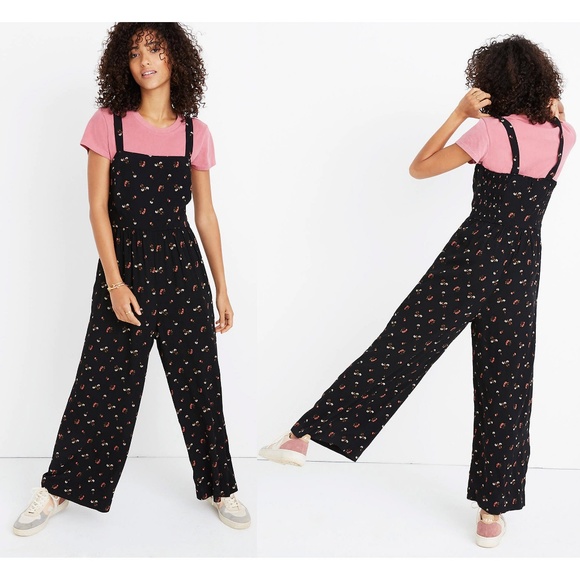 madewell flower toss smocked crop jumpsuit